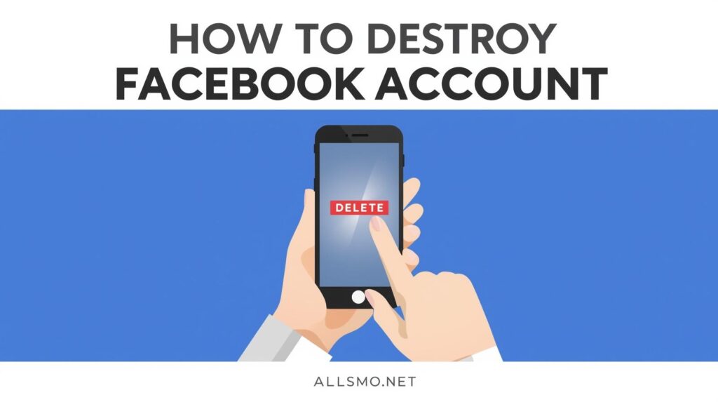 How to destroy Facebook account step by step guide – user deleting account on phone illustration